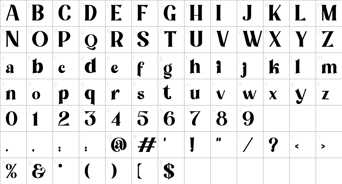 Mount Hills Font font Character Map