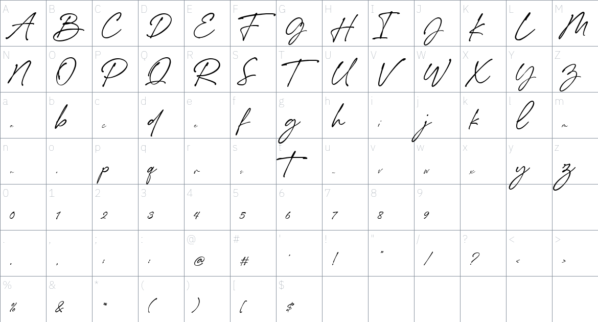 Stickwithu font Character Map