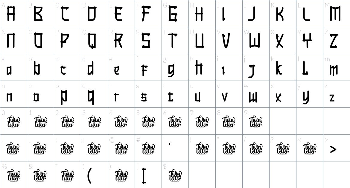 Kesora font Character Map