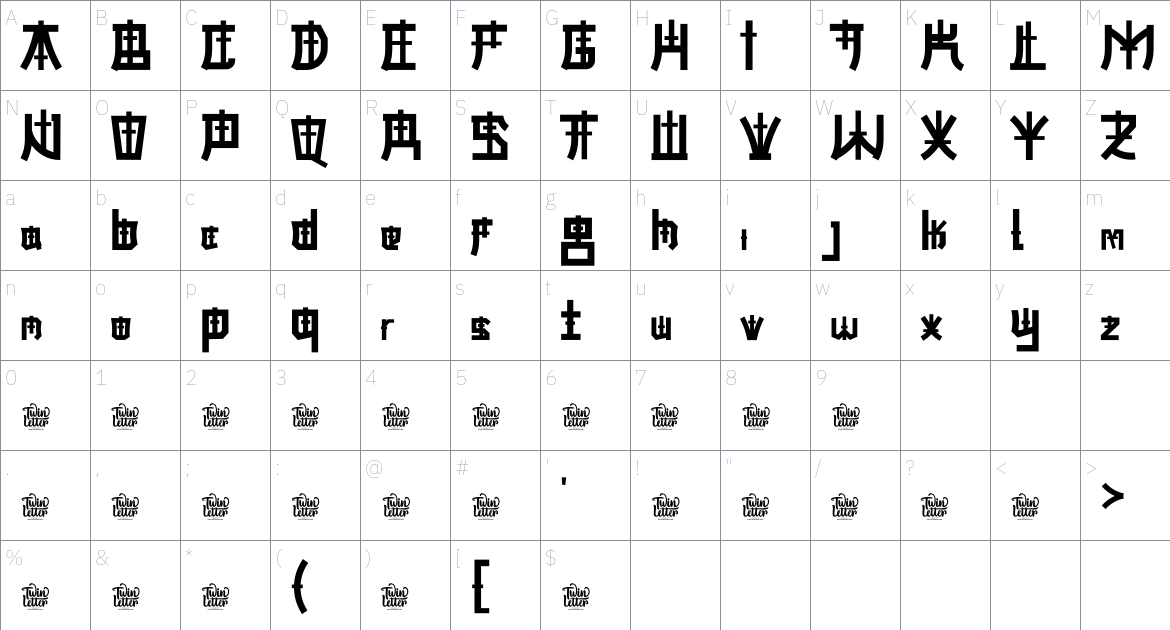 Dezaru font Character Map