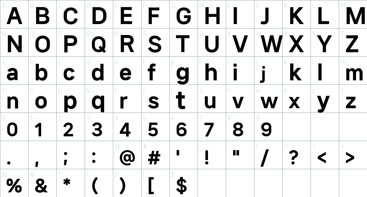 Nanum Square Neo Typeface font Character Map