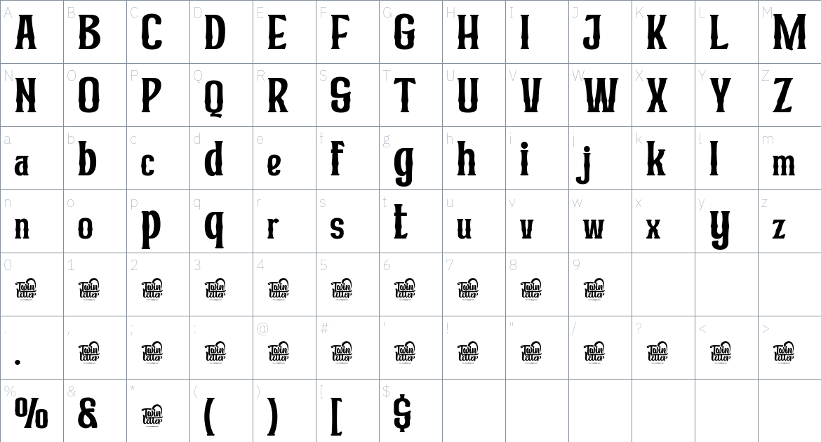 Mibundi font Character Map