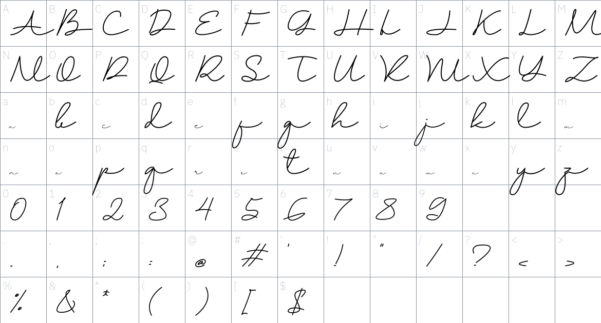 Helmord font Character Map