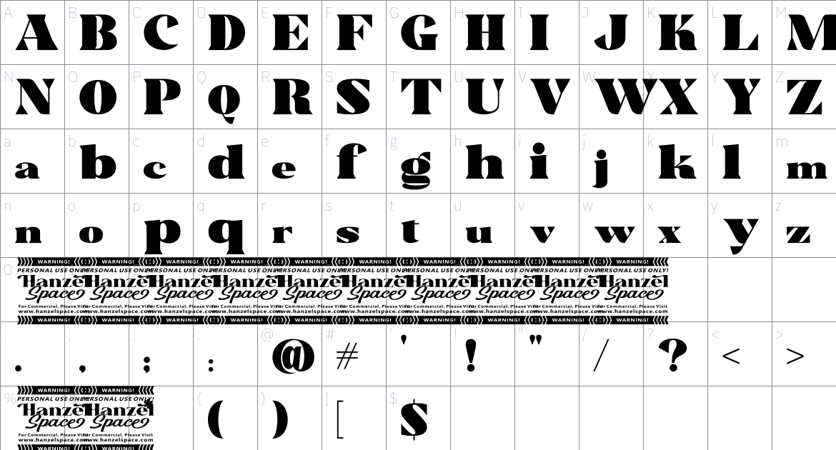 Trellis font Character Map