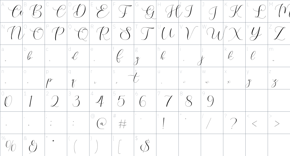 Dear Shinta font Character Map