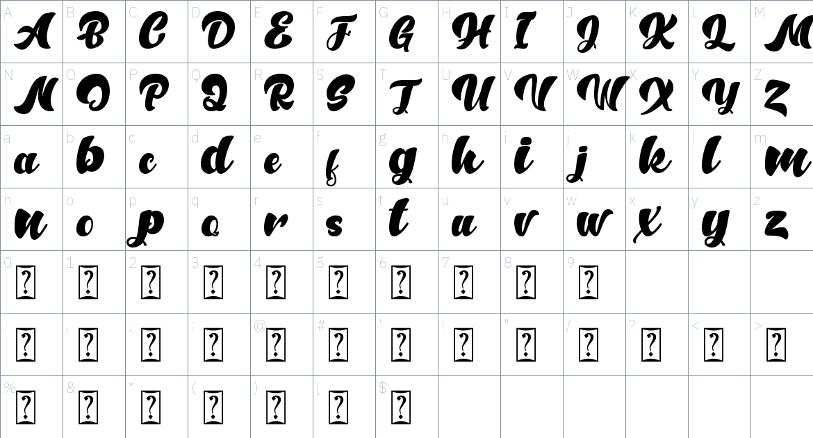 Anthem of Narasi Font font Character Map