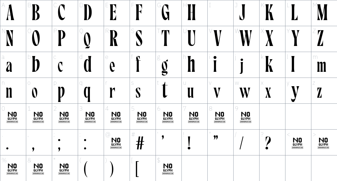 Maltiner Display Font font Character Map