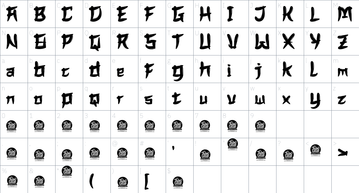 Qatora font Character Map