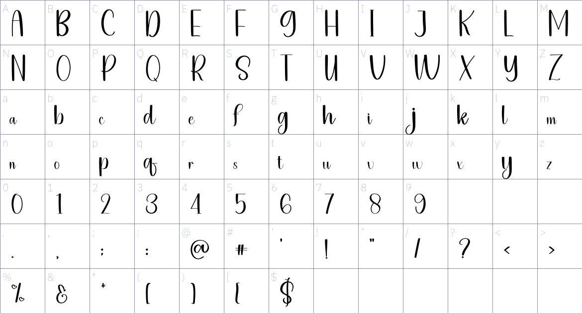 Christmas Soulmate font Character Map