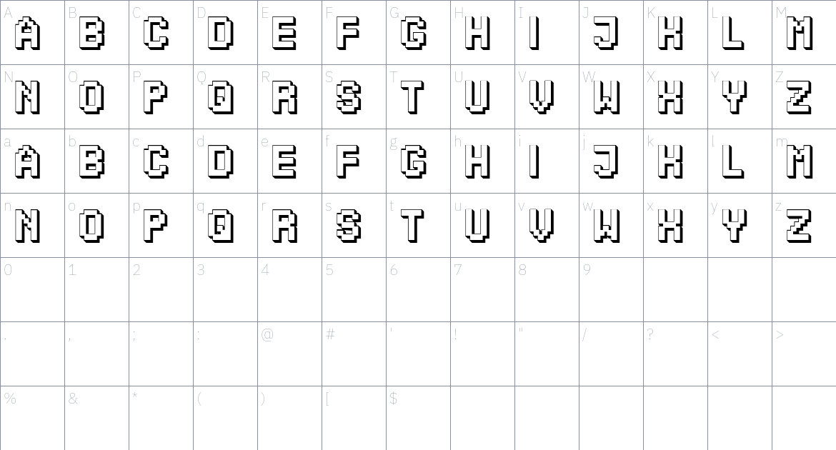 Matrix font Character Map