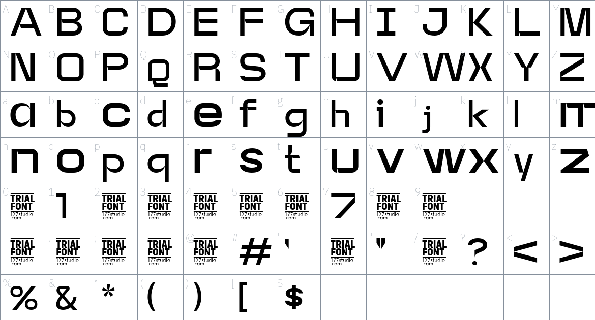 Access Angles font Character Map