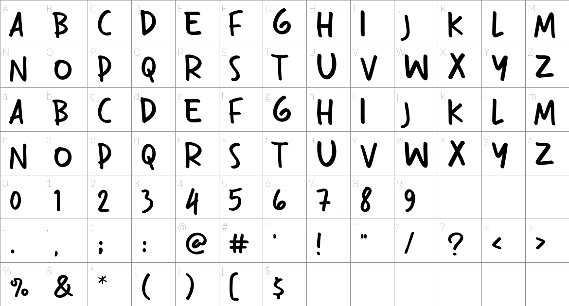 Terserah font Character Map