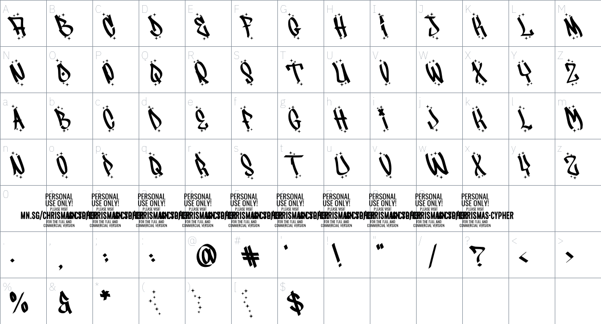 Christmas Cypher Icon PERSONAL font Character Map