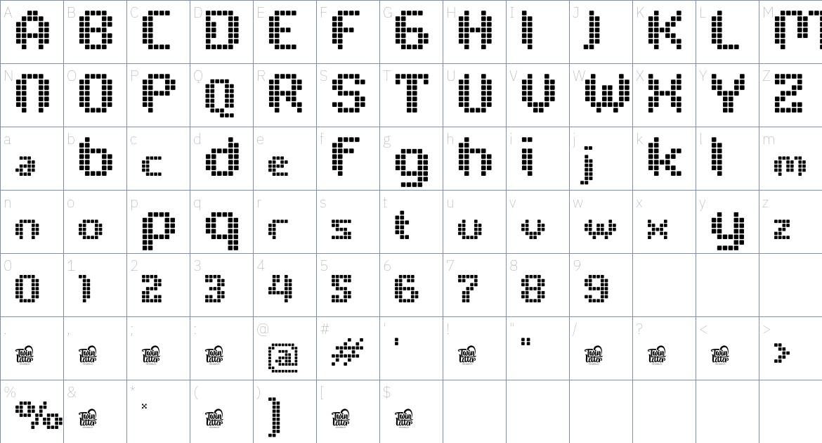 Pixelya font Character Map