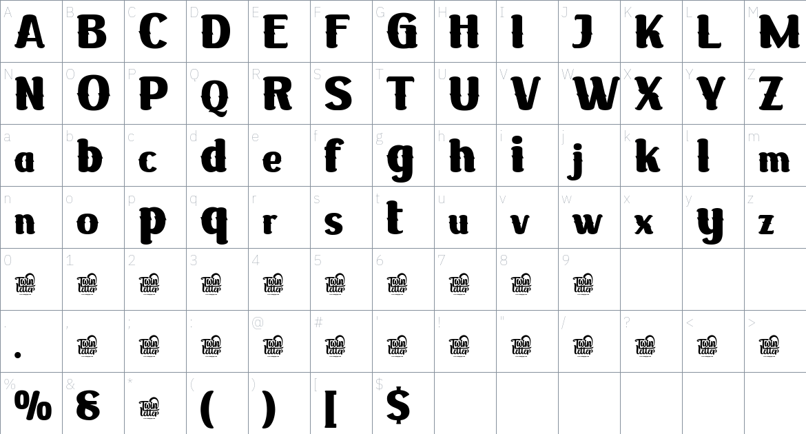 Rakochuk font Character Map