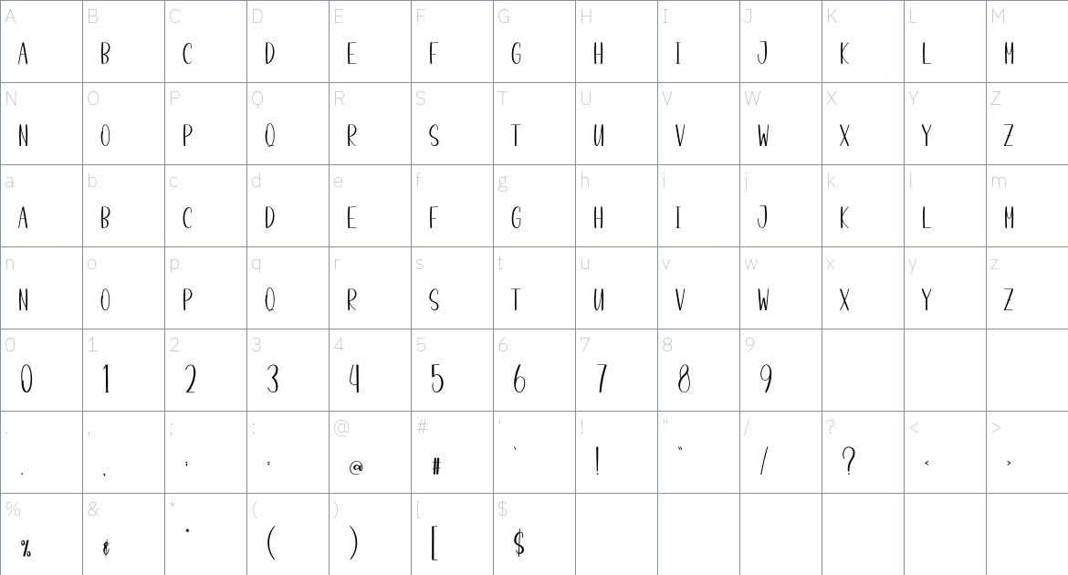 Saturday Comeback font Character Map