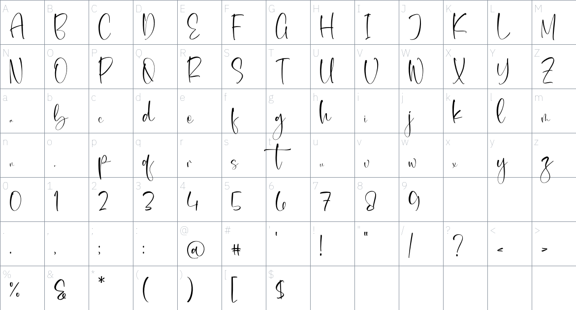 Marrmosta font Character Map