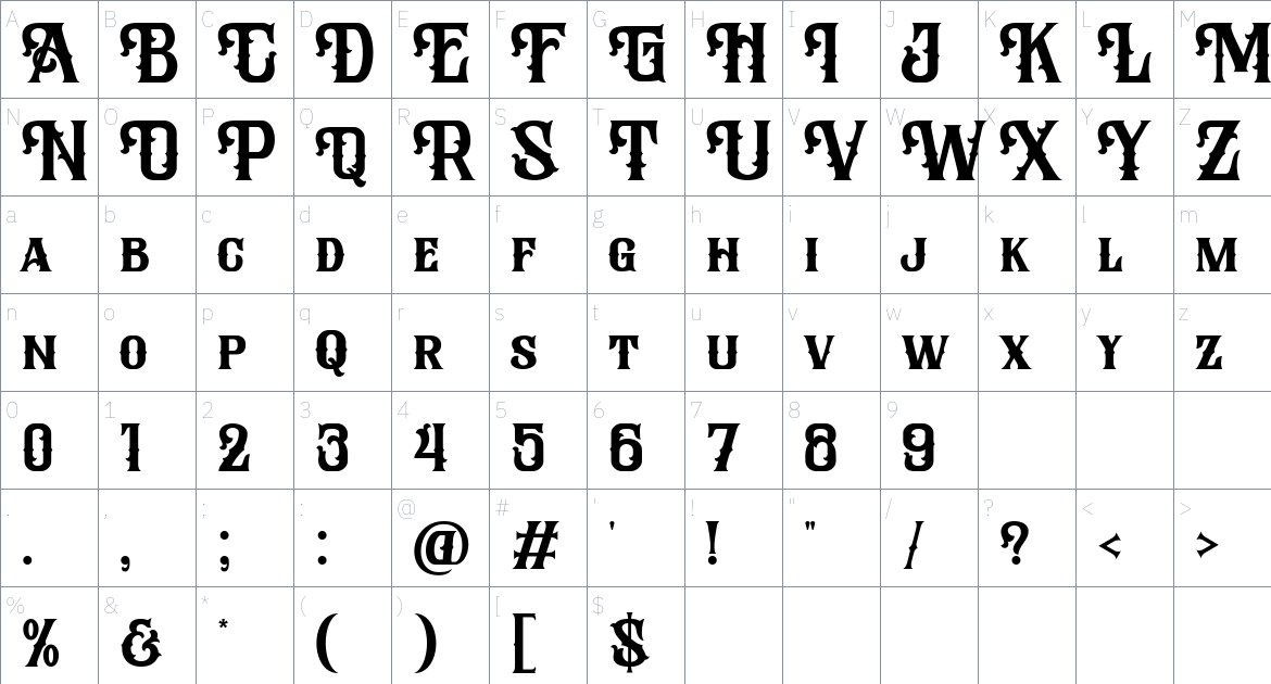 Alemoric font Character Map