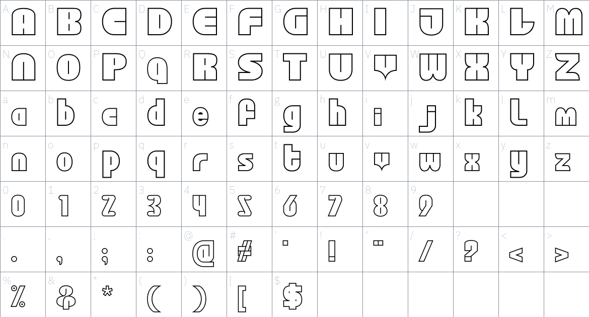 Icip font Character Map