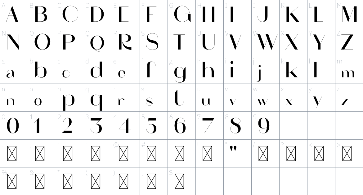 Arthead Font font Character Map