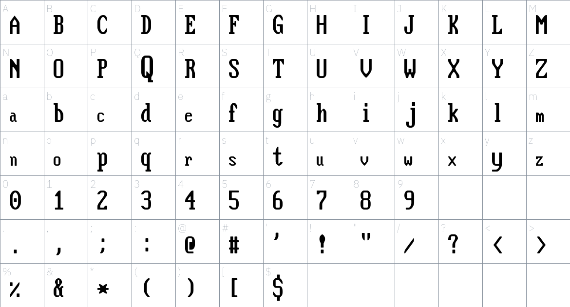 Flexi IBM VGA True Font font Character Map