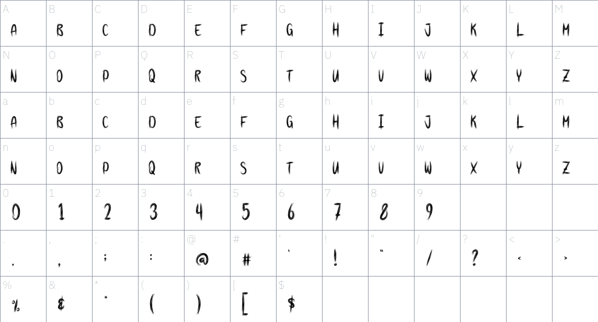 Haunted Weald font Character Map