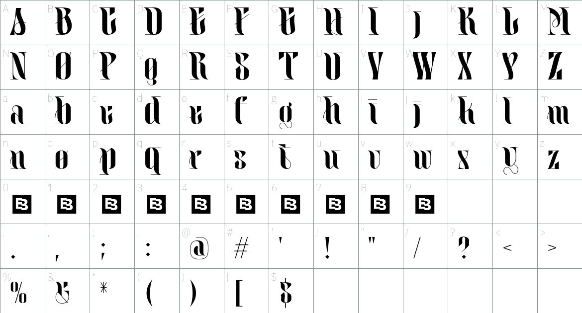 Realitas Font font Character Map