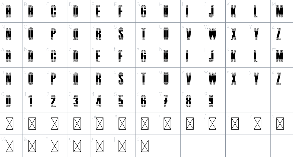 Leaf font Character Map