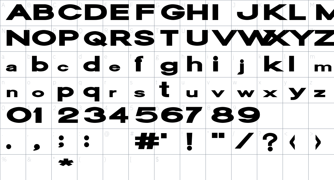 Oscan Expanded font Character Map