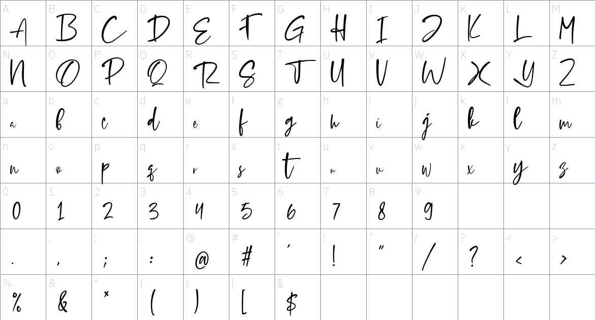 Slabew font Character Map