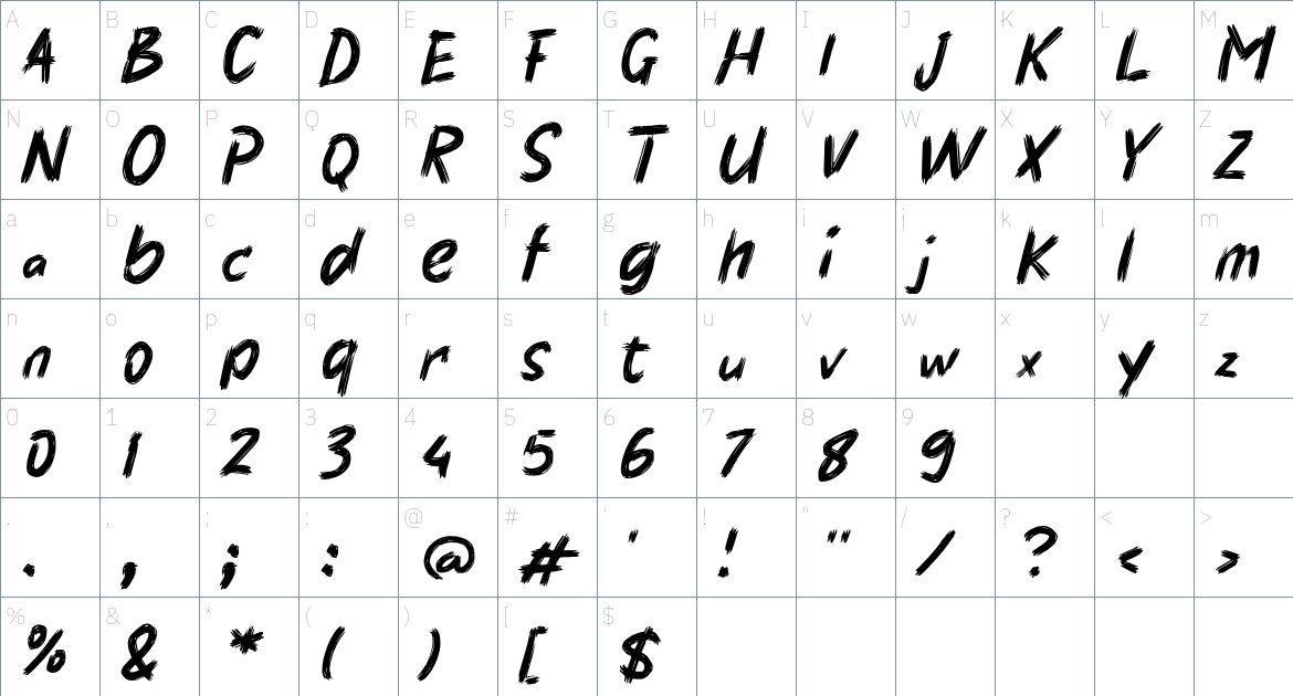 h Harima font Character Map