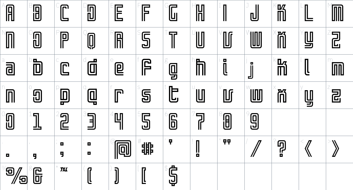 Deadender Font font Character Map