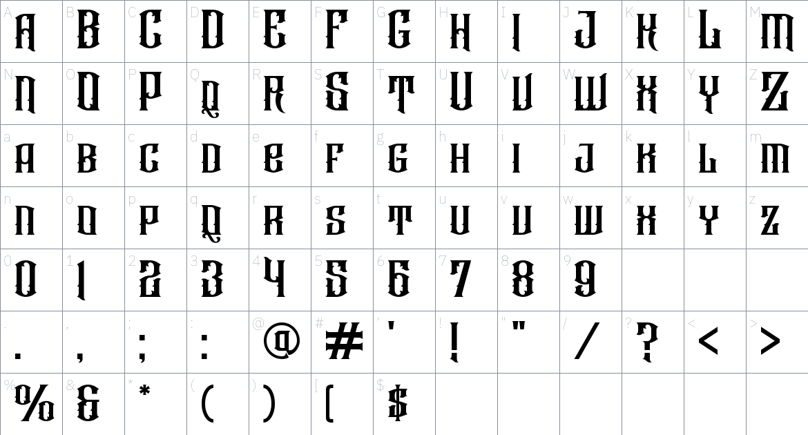 Raizen Font font Character Map