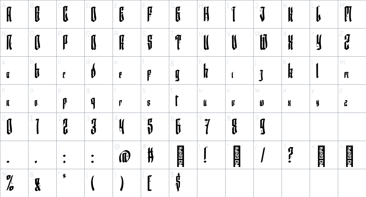 Marseille Font font Character Map