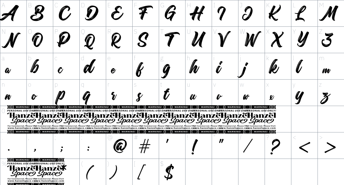 Margadeth font Character Map