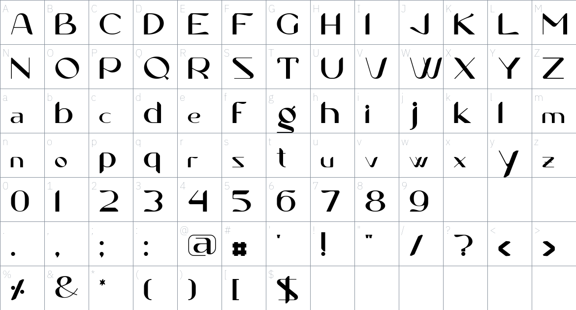 Montera font Character Map