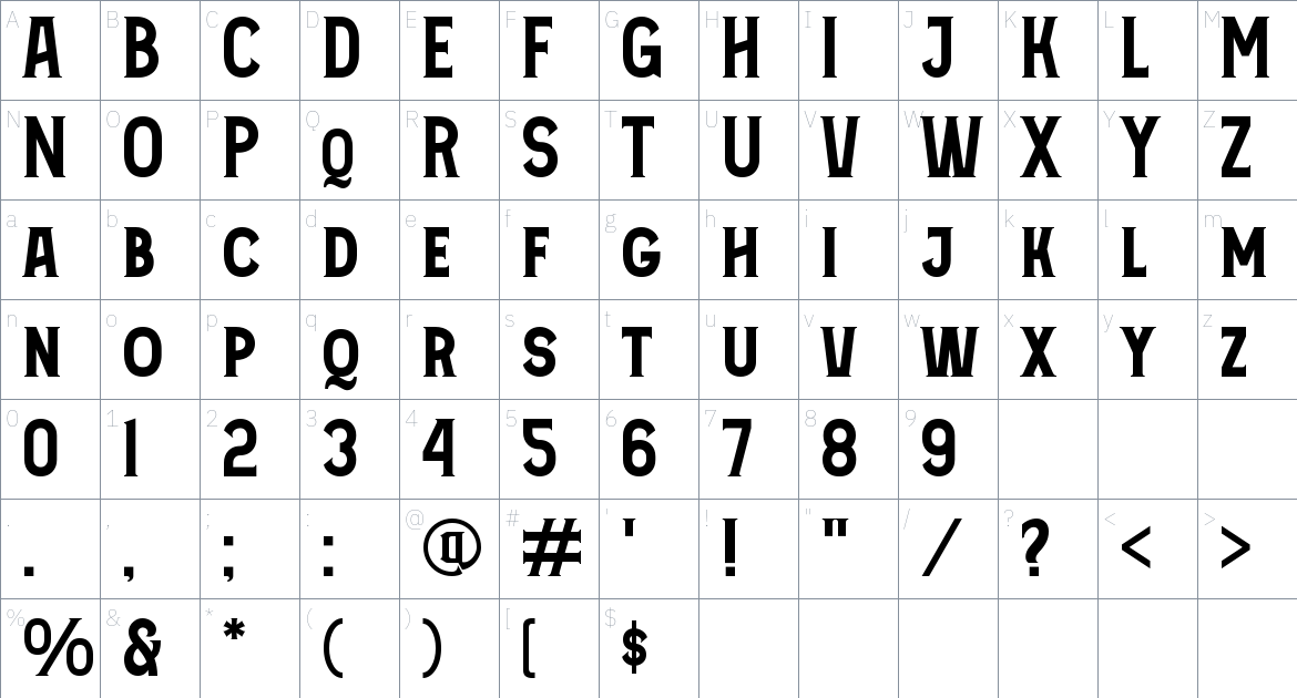 Sarkowik Font font Character Map