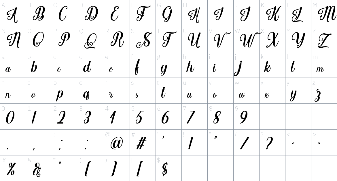 Brightlast Font font Character Map