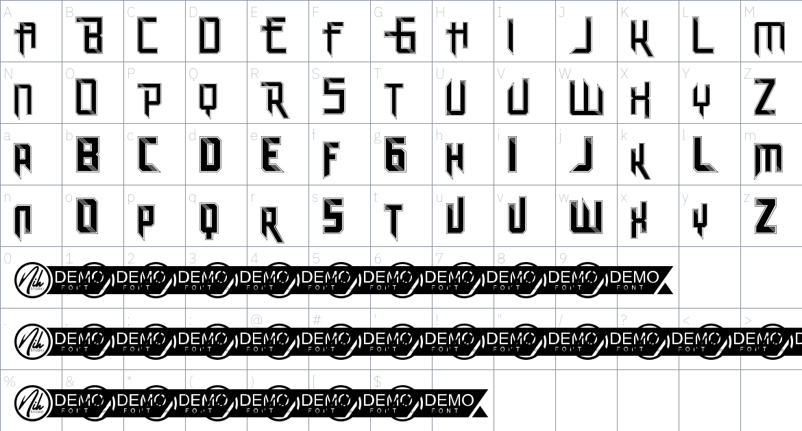 Rock Away font Character Map