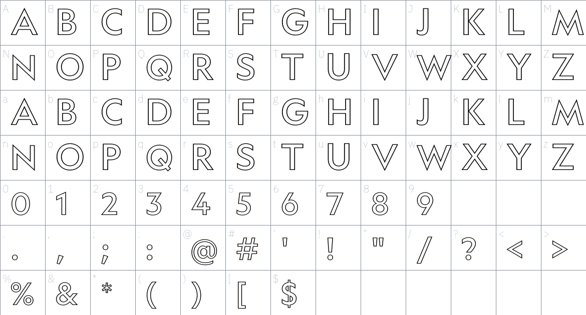 Jackhammer font Character Map