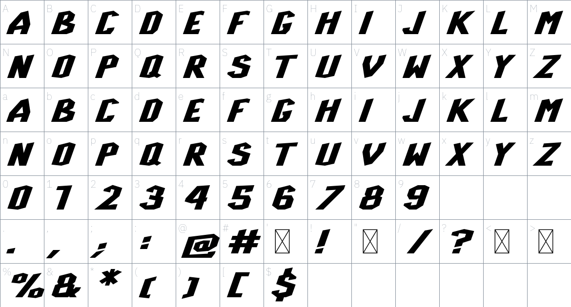 HyperTurfu font Character Map