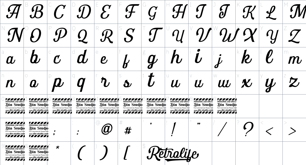 Retrolife font Character Map