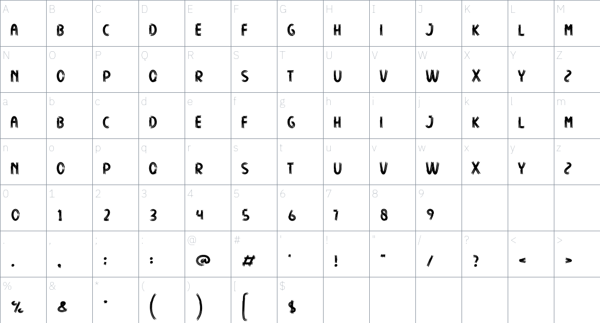 Evil Witch font Character Map