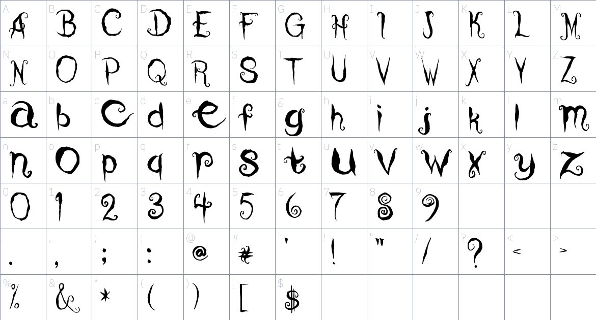 Coraline’s Cat Font font Character Map