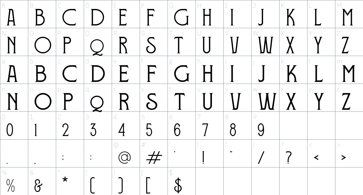 Requema font Character Map