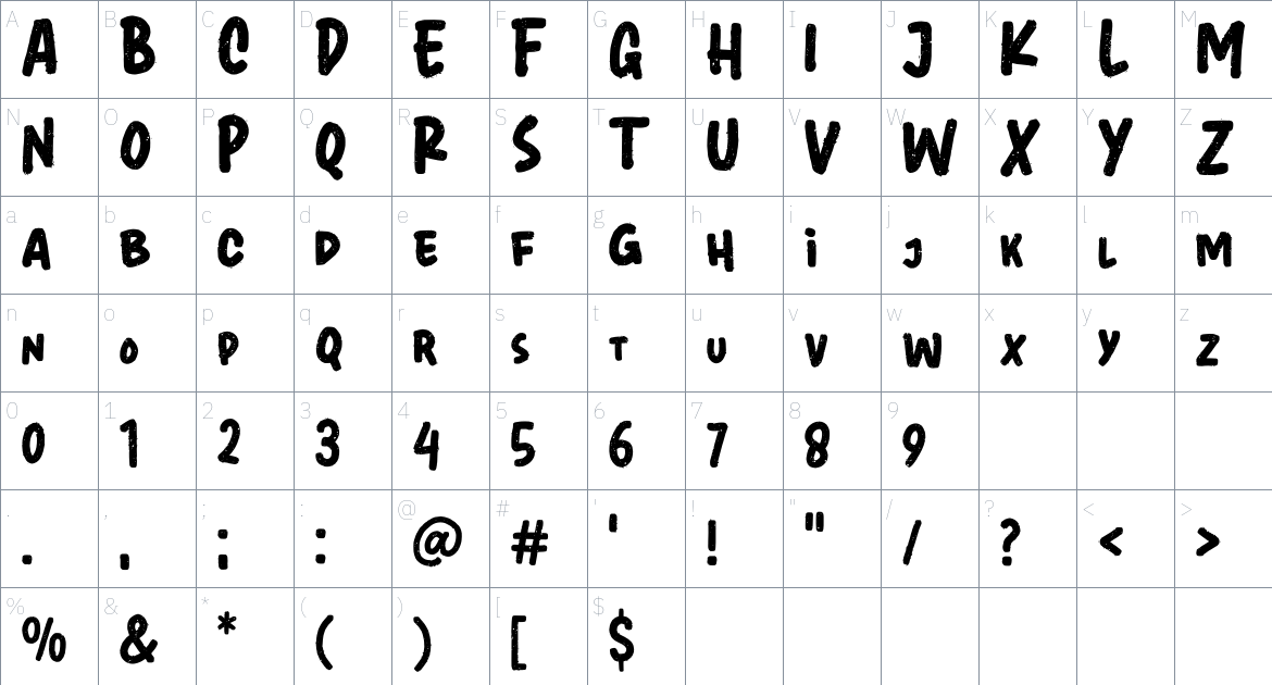 Heyho Miguelo font Character Map