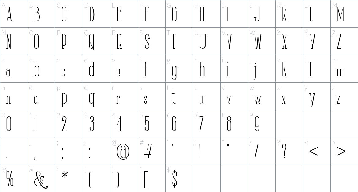 The Lingke font Character Map