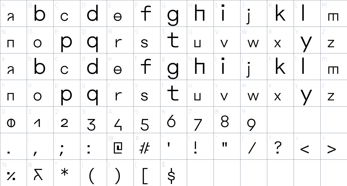 Altertype Font font Character Map