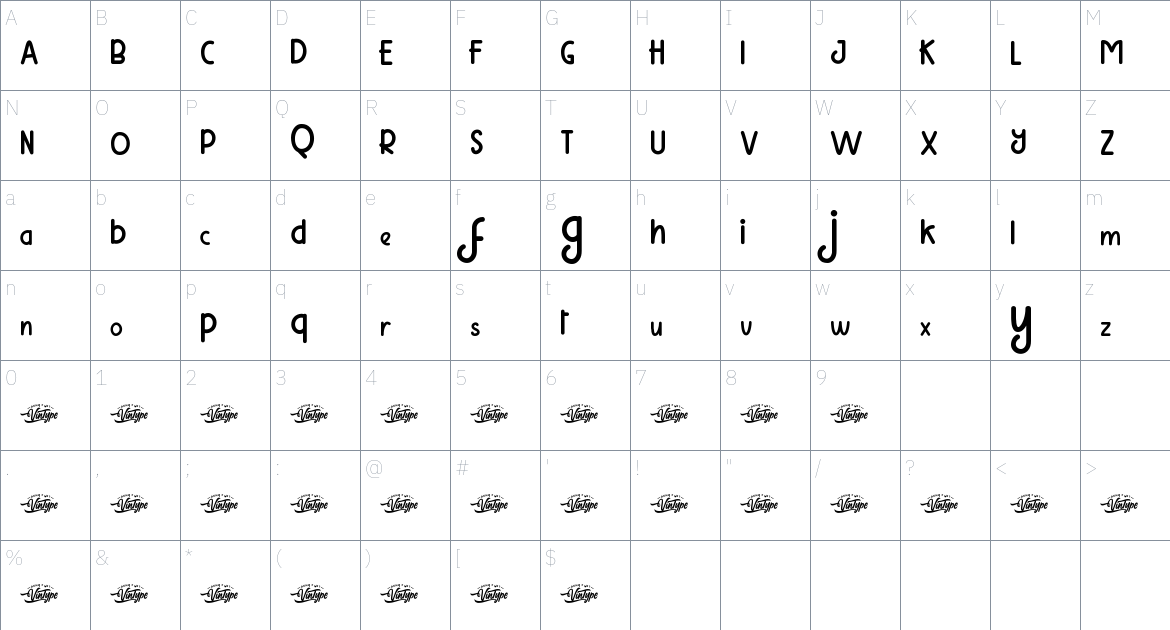 Apple Story font Character Map