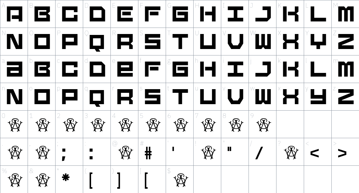 WS Bind font Character Map